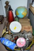 Collectible Items Including Globe, Candle Lamp, Soda Siphon, Betty Boop Alarm Clock, etc.
