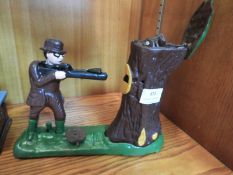 Reproduction Cast Iron Money Box - Bear Hunting