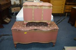Two Pink Lloyd Loom Style Ottomans