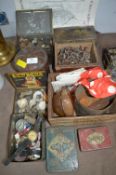 Tin and Boxes Containing Collectible Items