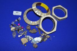 Costume Jewellery, Mother of Pearl Bangles, etc.