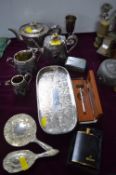 Silver Plated Teapots, Mirrors, Tray, etc.