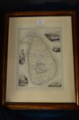 Framed Victorian Map of Ceylon