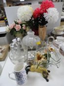 Decorative Glassware, Vases, etc. Plus Artificial Flowers and a Sylvac Crocus Vase