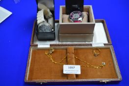 Costume Jewellery Pendant, Stud Earring and Ring Set plus Watches, etc.