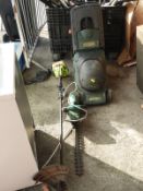 Atco Regent 14 Electric Lawnmower, Qualcast Hedge Master and a Poulan Petrol Brush Cutter