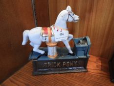Reproduction Cast Iron Money Box - Trick Pony