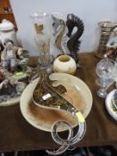 Decorative Seahorses, Glass Vases, etc.