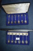 Boxed Set of Plated Teaspoons with Scenes from Nativity plus a Set of Wild Animal Teaspoons
