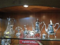 Painted Coffee Set plus Decanter and Candelabra