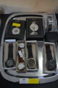 Tray Lot of Wristwatches Including Sports Watches, Pocket Watches, etc.