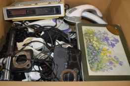 Box Containing Radio Alarm, Glass Carriers, Irons,