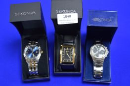 Three Boxed Sekonda Gents Wristwatches