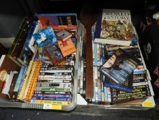 Two Boxes of DVDs, Books, etc.