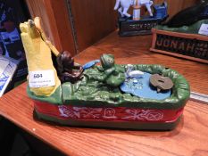 Reproduction Cast Iron Money Box - India Feeding a Frog