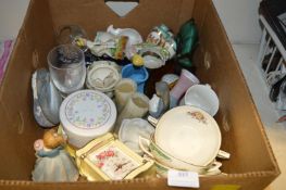 Box of Decorative Pottery Clocks and Ornaments