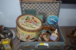 Small Vintage Suitcase Containing Collectible Items