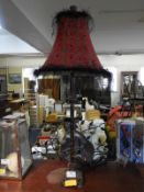 Tortoise Shell Effect Table Lamp with Red Shade