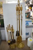 Two Brass Fireside Companion Sets