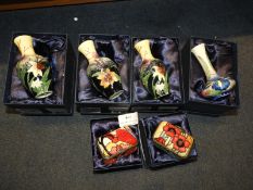 Six Boxed Old Tupton Ware Vases and Trinket Boxes