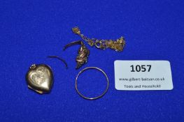 9ct Scrap Gold; Chain, Locket, Earring, etc.