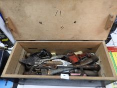 Wooden Toolbox and Contents