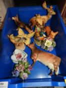 Pottery Flower Posies, Bird Figures and Beswick Animals (AF)