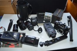 Assorted Camera Bodies and Lenses etc.
