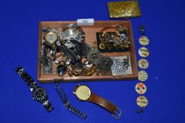 Tray Lot of Costume Jewellery, Watches, etc.