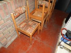 *Set of Six Dinette Beech Framed Chairs with Upholstered Seats and Backs