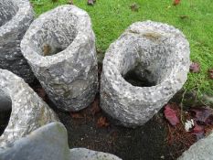 *Pair of Hand Carved Granite Planters