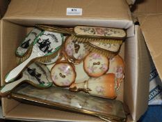 *Box Containing Dressing Table Set, Brushed Chrome Tray, etc.