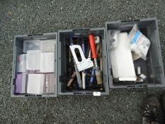 *Three Boxes Containing Aquarium Heaters, Plastic Storage Boxes, etc.