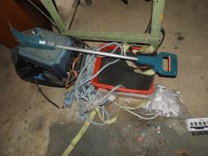 *Assorted Plastic Boxes Containing Tent Poles, Tow Ropes, Black & Decker Trimmer, Caravan Step, etc.