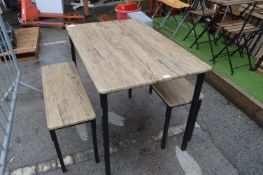 Metal Framed Wood Effect Picnic Bench Set