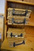 Four Wicker Miniature Hamper Baskets