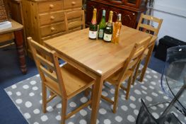Ikea Pine Table and Four Matching Chairs