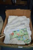 Box of Vintage Linens etc