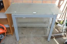 Frosted Glass Metal Framed TV Stand