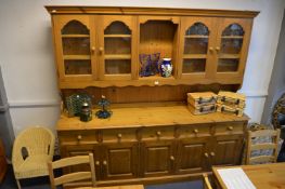 Pine Dresser with Glazed Cabinets - 7ft Length x 6
