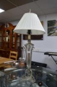 Metal & Glass Table Lamp with Cream Shade