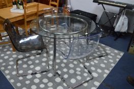 Chrome & Glass Topped Circular Table with Four Per