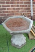 Hexagonal Concrete Bird Bath
