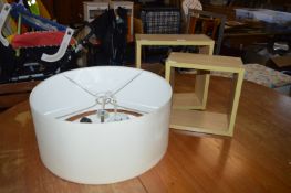 Two Wood Effect Wall Shelves & Ivory Ceiling Light