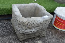 Square Garden Planter with Brick Wall and Ivory De