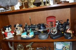 Novelty Clocks including Steam Train, Motorbike &