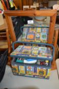 Dressing Table Mirror, Sewing Box & Contents