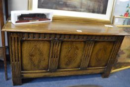 Oak Linen Fold Blanket Box - AF