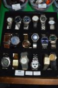 Tray Lot of 18 Gents Wristwatches - Tray Included