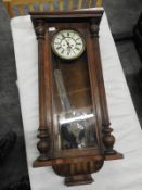 Mahogany Case Wall Clock with Enameled Dial